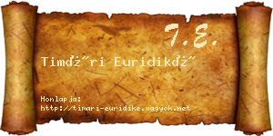 Timári Euridiké névjegykártya